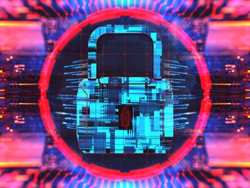 Ein roter Kreis symbolisiert das Konzept der digitalen Sicherheit